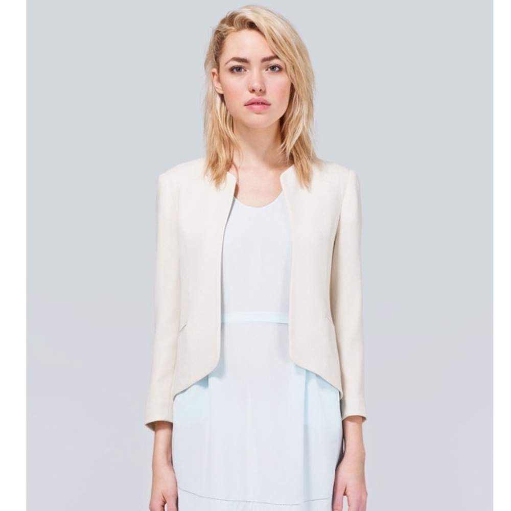 Wilfred Cream Open-Front Cropped Blazer